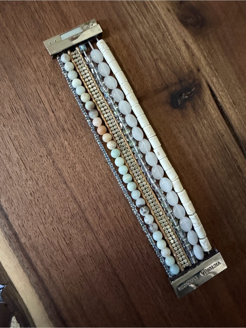 Victoria Emerson White & Neutral Multi-Strand Beaded Bracelet